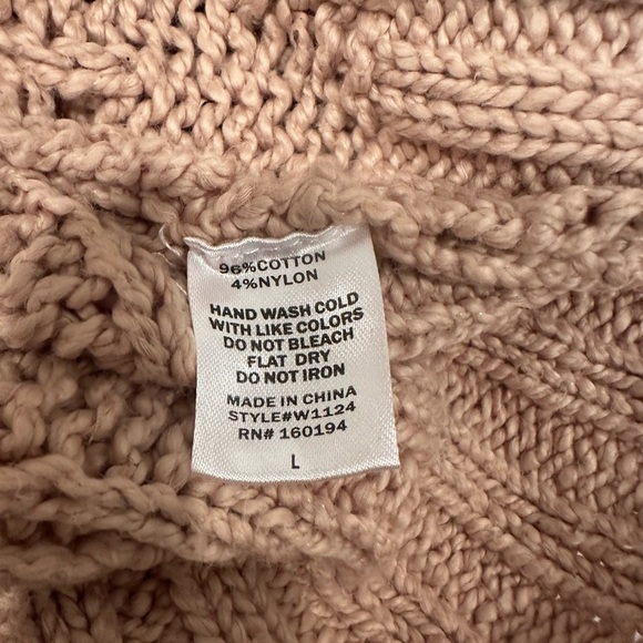 By Together Chunky Cream Crew Neck Cropped Sweater Boho Sz Large - Picture 4 of 7